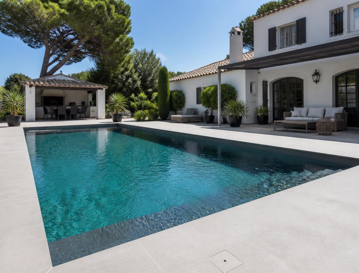 Piscine après rénovation : membrane PVC armée gris anthracite